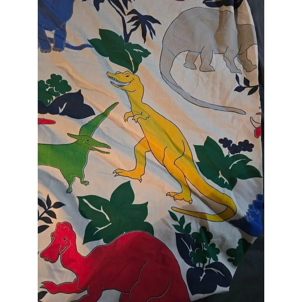 Vintage 80s Dinosaur Sheets Set Flat Fitted T-rex
